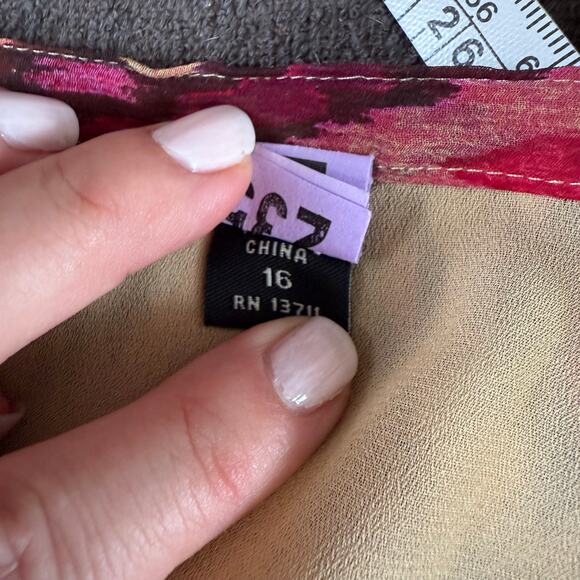 Valerie Stevens 100% Silk Maxi Skirt Sz 16 Ikat Print Fall Boho Lined Long Skirt - Picture 7 of 7